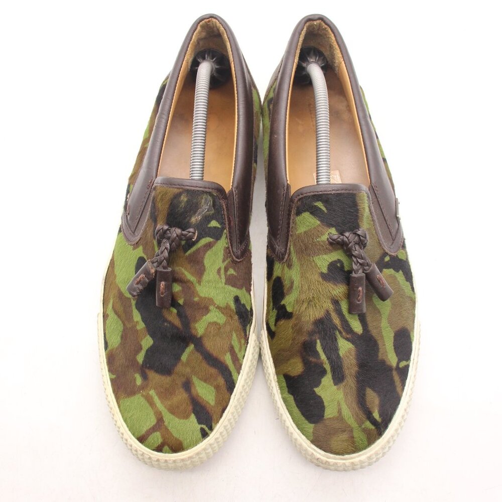 JIMMY CHOO "Maddox" Men's EU Size 46 Camouflage Tassel Slip-on Sneaker Shoes